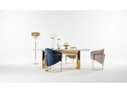 Esszimmer Stuhl Luxus stuhl Metall mit Textil Neu Stühle Stil Modern