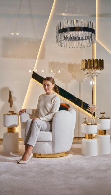 Sessel Design Wohnzimmer Polster Holz Textil Polster Moderne Luxus