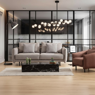 Sofagarnitur Sofa 3+1 Sitzer Sessel Tisch geschnitzte Beinen 2tlg. Neu