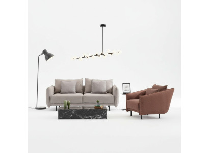Sofagarnitur Sofa 3+1 Sitzer Sessel Tisch geschnitzte Beinen 2tlg. Neu