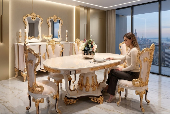Tisch Luxus Esszimmertisch Esstisch Esszimmer Holz Tische Barock Ess Möbel Neu