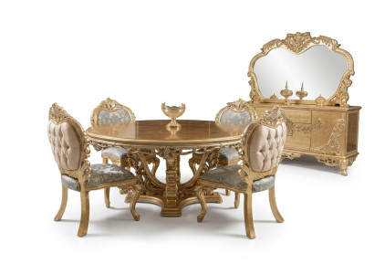 Luxus Garnitur Set Esszimmer Esstisch Stuhl Kommode Spiegel Stühle Tisch 7tlg.