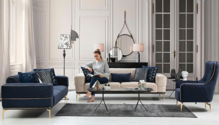 Sofagarnitur Sofa Luxus Sessel Sofas Dreisitzer 3+3+1 Sitzer Garnitur Modern