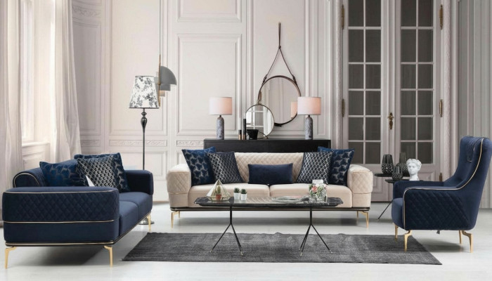 Sofagarnitur Sofa Luxus Sessel Sofas Dreisitzer 3+3+1 Sitzer Garnitur Modern