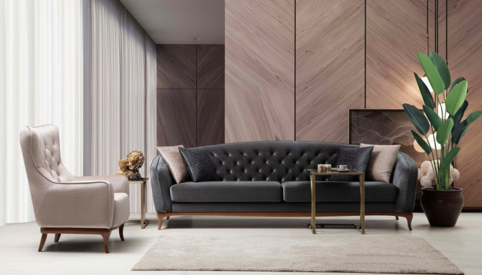 Luxus Couch Sofagarnitur Komplette Couchgarnitur 4+1 Sitzer Sessel Stoff Set Neu