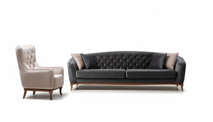 Luxus Couch Sofagarnitur Komplette Couchgarnitur 4+1 Sitzer Sessel Stoff Set Neu
