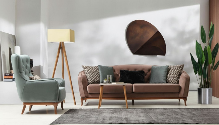 Garnitur Sofagarnitur Luxus Sofa 4+1 Sitz Gruppe Wohnzimmer Stoff Design Möbel
