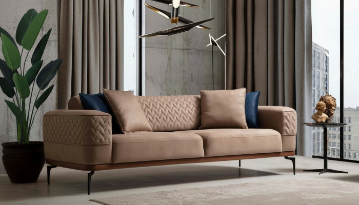 Luxus Sofa Design Dreisitzer Moderne Couch Taupe Couchen Möbel Polster Loft Neu