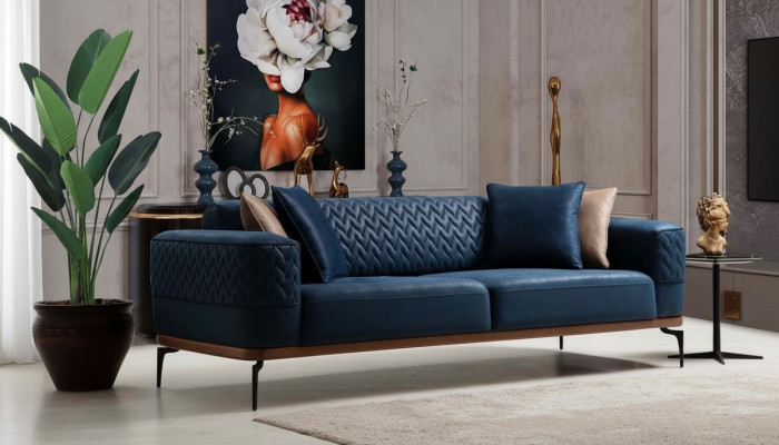 Design Dreisitzer Moderne Couch Blau Couchen Luxus Sofa Möbel Polster Loft Neu