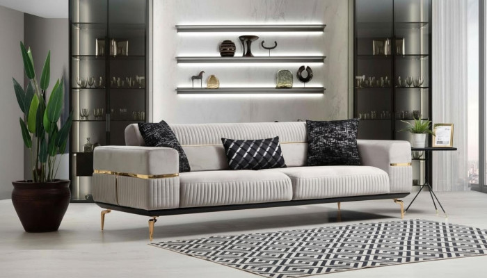 Luxus Sofa Dreisitzer Couch Polster Möbel xxl Sofas big couchen Samt Möbel Neu
