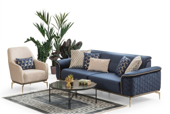 Dreisitzer Sofa 3 Sitzer Luxus Sofas Wohnzimmer Modern Stoff Design Textil Stoff