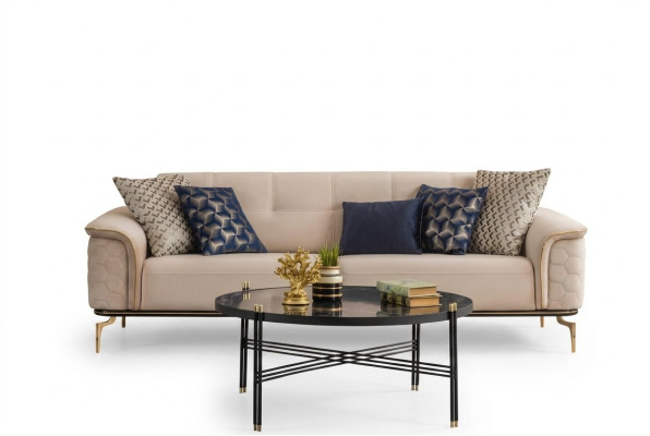 Dreisitzer Sofa 3 Sitzer Luxus Sofas Wohnzimmer Möbel Einrichtung Stoff Design