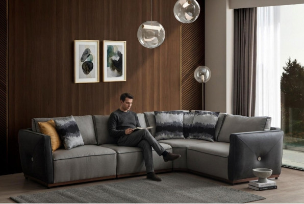 Wohnzimmer Ecksofa Sofas L-Form Sofa Ecke Stoffsofa Luxus Stoff Eckgarnitur Neu