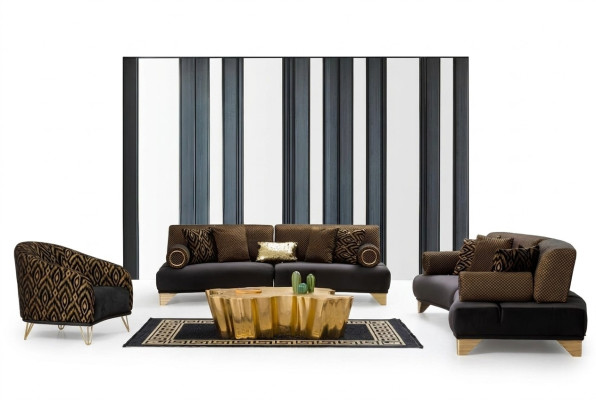 Sofagarnitur Garnitur Sofas Sofa Sessel Dreisitzer 3+3+1 Sitzer Stoff Gruppe Neu