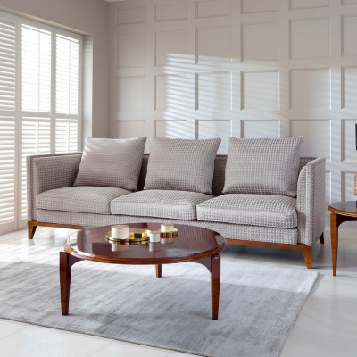 Garnitur Sofa 3 Sitzer Couchtisch Sofas Dreisitzer Stoff Tisch Luxus Modern 2tlg