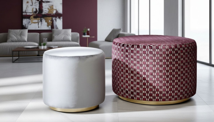 Gruppe Hocker Sitzhocker Sitzbank Pouf Samthocker Stoff Rund Holz Set 2tlg