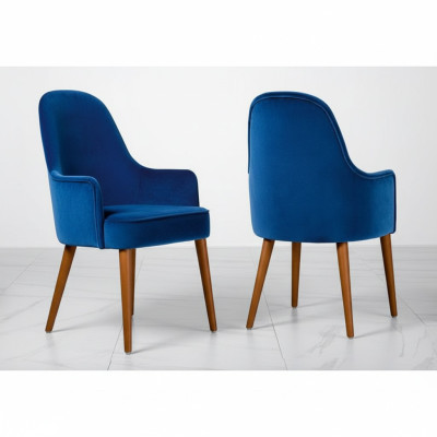 Esszimmerstuhl Stuhl Sessel Sitzer 1 Sitz Clubsessel Stoff Blau Esszimmer Holz