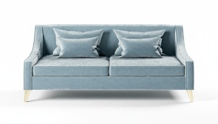 Samt Dreisitzer Sofa 3 Sitz Sofas Stoff Wohnzimmer Polyester Modern Luxus Blau