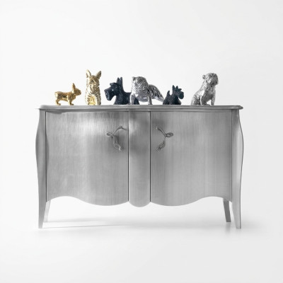Silbernes Sideboard Kommode Anrichte Schränke Kommoden Holz Luxus Möbel Silber