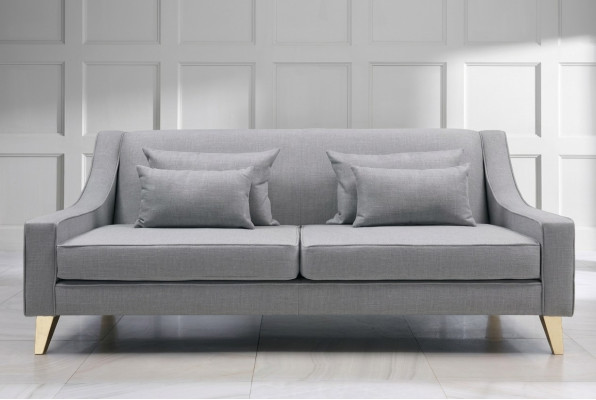 Dreisitzer Sofa 3 Sitzer Sofas Luxus Sitzer Stoff Grau Wohnzimmer Design Modern