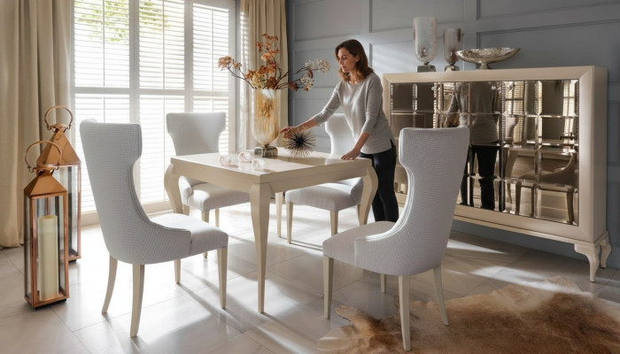 Luxus Esszimmer Esstisch Stuhl Essgruppe Essecke Stühle Luxus Weiß Set 5tlg