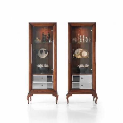 Vitrine Schränke Vitrinen Holz Luxus Wohnzimmer Möbel Schrank Braun Barock Neu