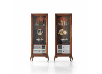 Vitrine Schränke Vitrinen Holz Luxus Wohnzimmer Möbel Schrank Braun Barock Neu