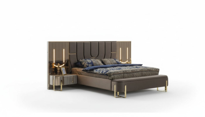 Luxus Bett Betten Modern Doppelbett Braun Bettrahmen Schlafzimmer Neu