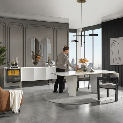 Esstisch Esszimmertisch Essecke Tisch Holz Modern Weiß Esszimmer Luxus