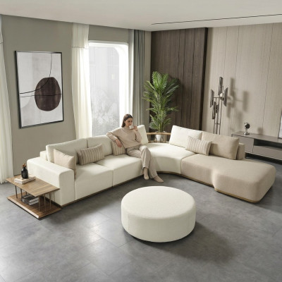 Weißes Modernes Ecksofa L-Form Couch Luxus Polstersofa Wohnzimmermöbel