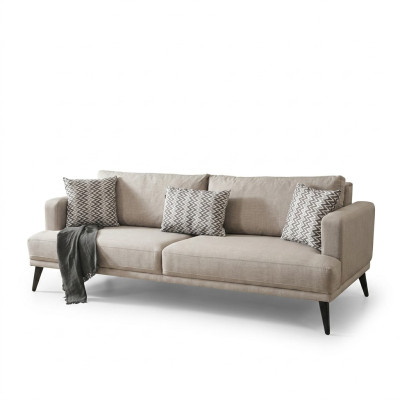 Sofa 3 Sitzer Dreisitzer Sofas Stoff Beige Wohnzimmer Modern Design