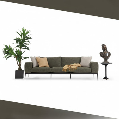 Zweisitzer Sofa 2 Sitzer Stoff Grau Modern Design Wohnzimmer Polyester