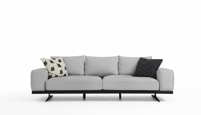 Zweisitzer Sofa 2 Sitzer Stoff Grau Modern Design Wohnzimmer Polyester