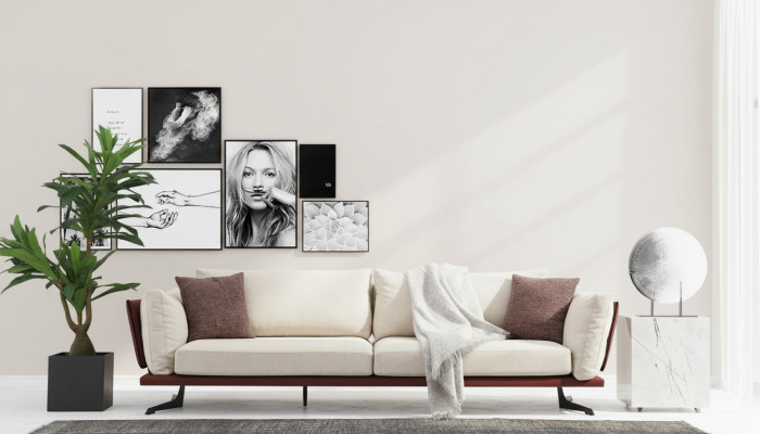 Dreisitzer Sofa 3 Sitzer Stoff Beige Modern Design Wohnzimmer Luxus