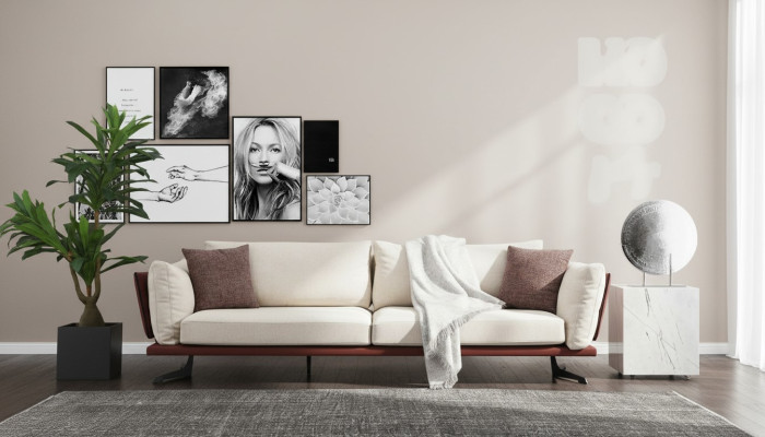 Zweisitzer Sofa 2 Sitzer Stoff Beige Modern Design Wohnzimmer Luxus