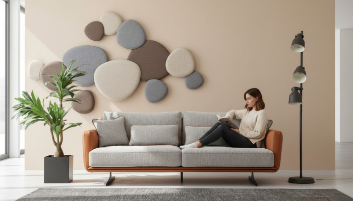 Zweisitzer Sofa 2 Sitzer Stoff Orange Modern Design Wohnzimmer Grau