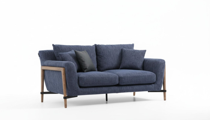 Zweisitzer Sofa 2 Sitzer Stoff Sofas Modern Design Wohnzimmer Blau
