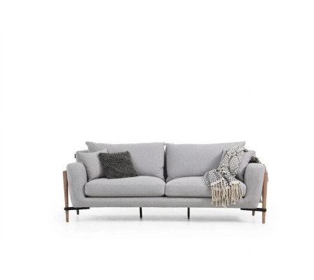 Zweisitzer Sofa 2 Sitzer Stoff Sofas Modern Design Wohnzimmer Grau