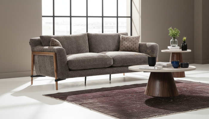 Zweisitzer Sofa 2 Sitzer Stoff Sofas Modern Design Wohnzimmer Grau