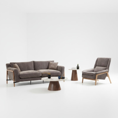 Sofas Sofagarnitur 2 Sitzer Sessel Zweisitzer Stoff Wohnzimmer Grau