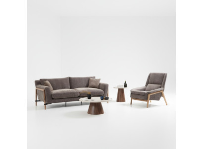 Sofas Sofagarnitur 2 Sitzer Sessel Zweisitzer Stoff Wohnzimmer Grau