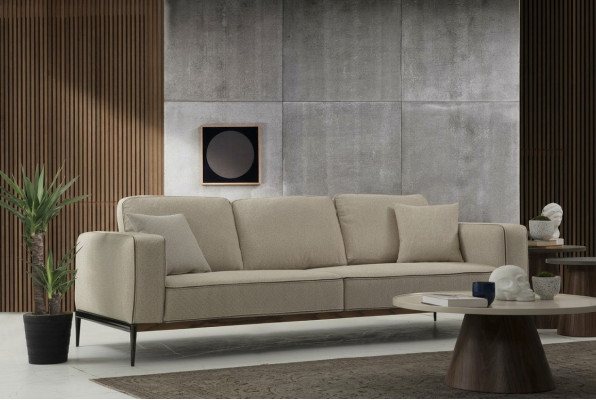 Sofa Dreisitzer 3 Sitzer Stoff Modern Sofas Design Wohnzimmer Beige