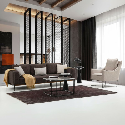 Sofagarnitur 3 Sitzer Sessel Dreisitzer Grau Stoff Sofas Modern Design