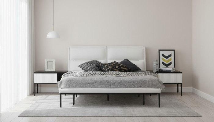 Bett Bettrahmen Doppelbett Holz Modern Weiß Schlafzimmer Doppel Design