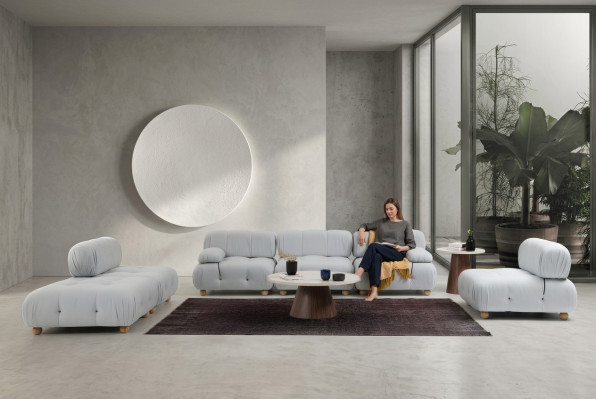 Komplette Couchgarnitur Sofagarnitur 321 Sitzer Modern Stoff Grau Set