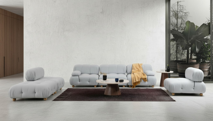 Komplette Couchgarnitur Sofagarnitur 321 Sitzer Modern Stoff Grau Set