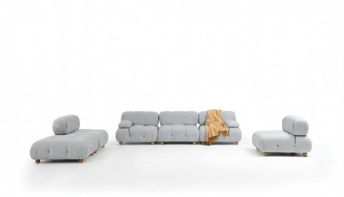 Komplette Couchgarnitur Sofagarnitur 321 Sitzer Modern Stoff Grau Set