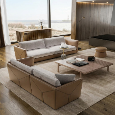 Sofa 3 Sitzer Dreisitzer Modern Stoff Grau Sofas Design Wohnzimmer Neu