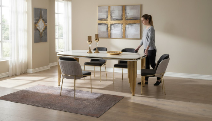 Moderne Esszimmermöbel Luxus Essecke Esstisch Essgruppe Stühle Weiß 5tlg