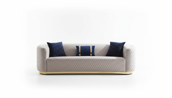 Beiger Dreisitzer Edelstahlmöbel Luxus Couche Sofas Design Wohnzimmermöbel